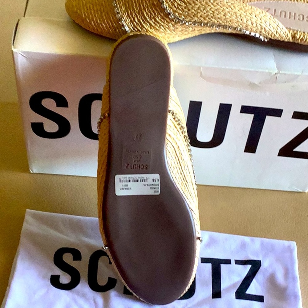 Schutz Heide Nude Bordado & Rhinestones Mules. - Picture 5 of 7